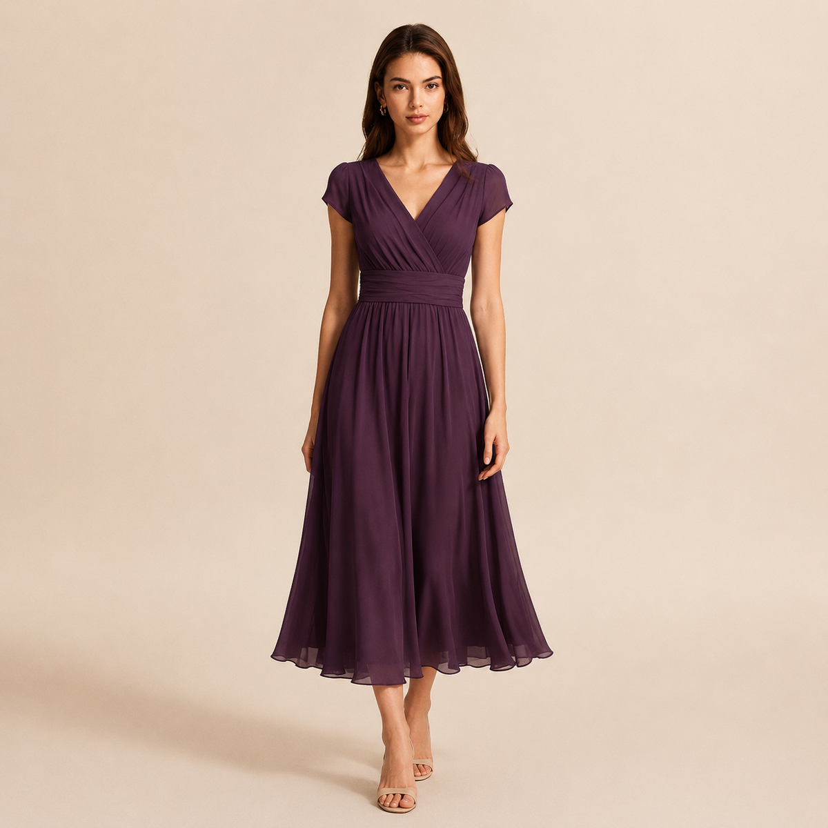 V-Neck Flutter Sleeve Fit and Flare Mini Dress 7