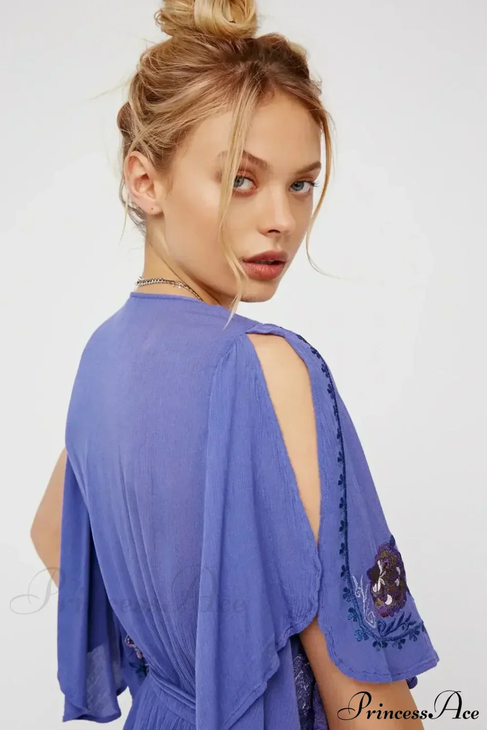 Plus Size Button Up Chiffon Holiday Boho Dress