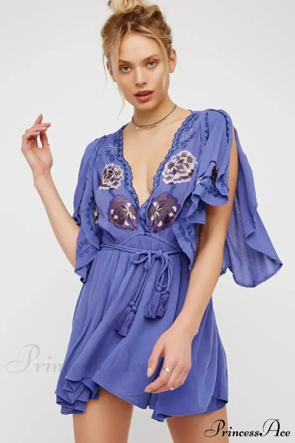 Plus Size Button Up Chiffon Holiday Boho Dress