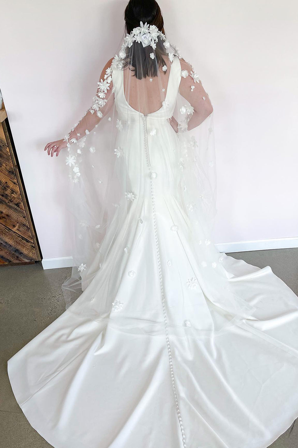 Plus Size Wedding Dress Satin V-Neck Mermaid - Fashionpara