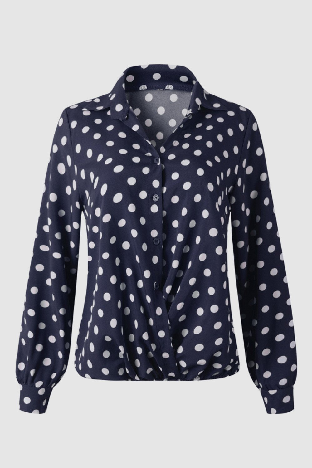 Polka Dot Notch Lapel Slim Shirt