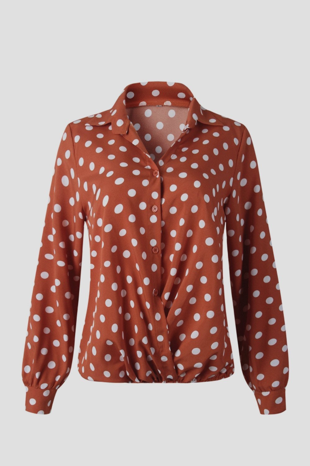 Polka Dot Notch Lapel Slim Shirt