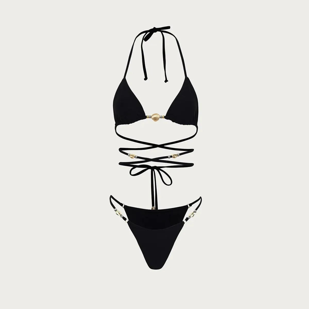 Positano Shell-Shaped Beads Halter Bikini