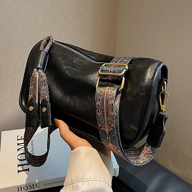 with Leather Strap PU Vintage Handbag Bohemian