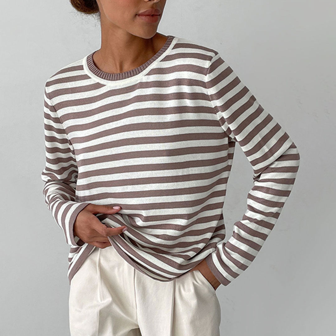 Trendy & Unique Oversized Striped Crew Neck Pullover Sweater