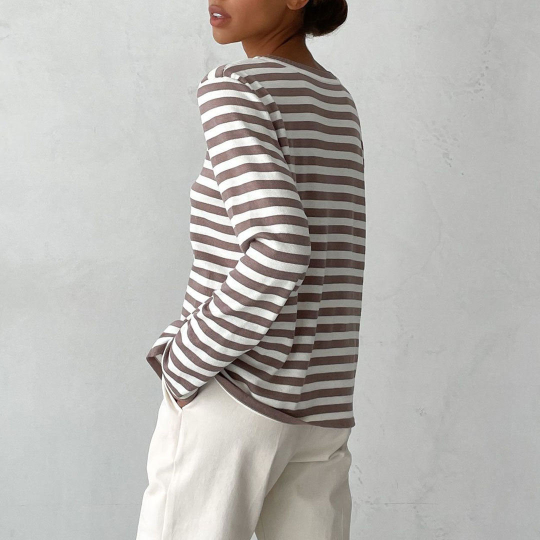 Trendy & Unique Oversized Striped Crew Neck Pullover Sweater