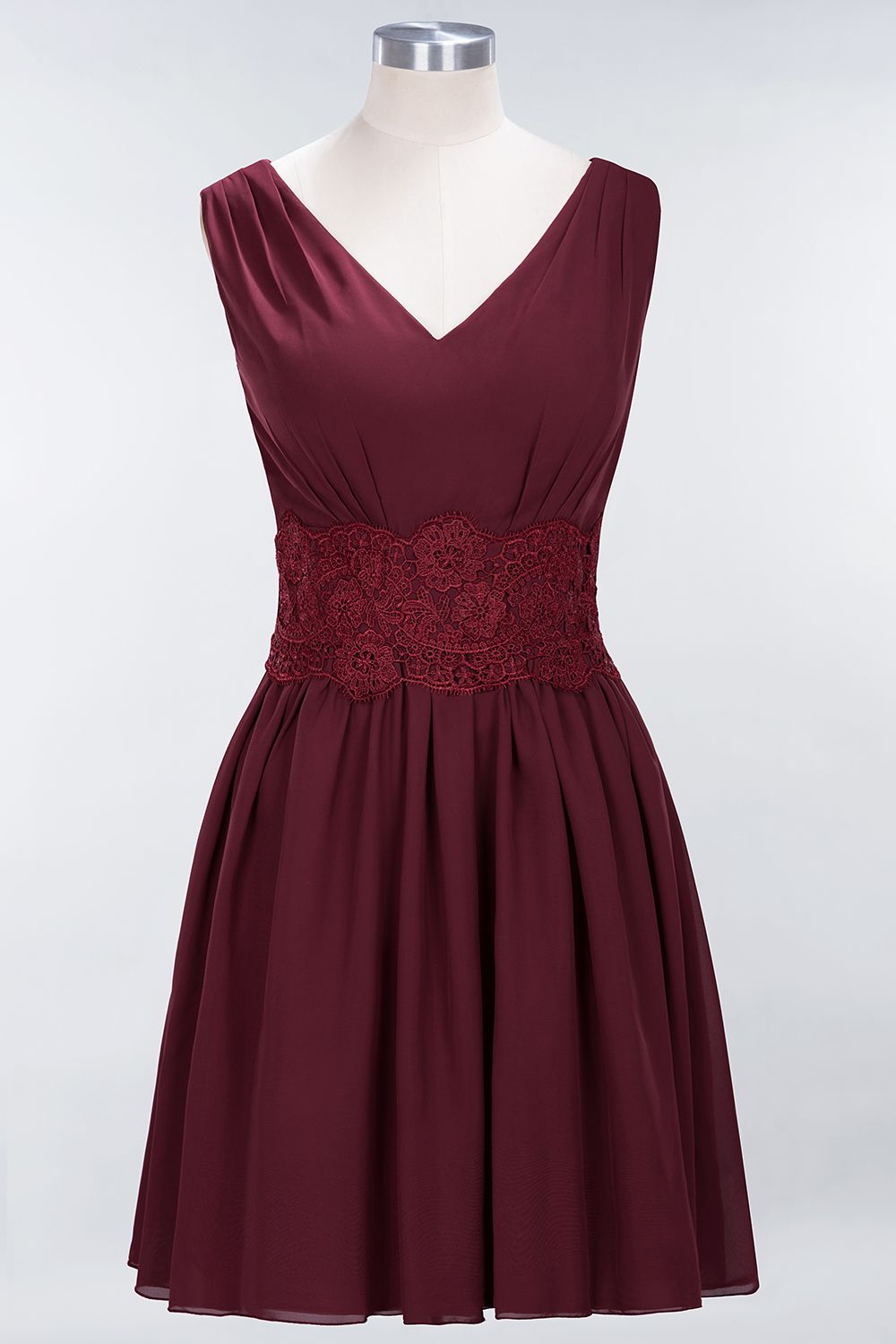 Pretty V-Neck Short Sleeveless Lace Bridesmaid dresses - Fashionpara
