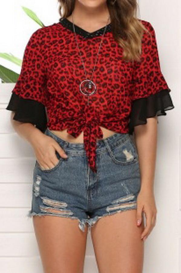 Printed Leopard Print Chiffon Shirt