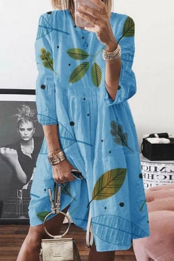 Printed Loose Single Breasted  Dress