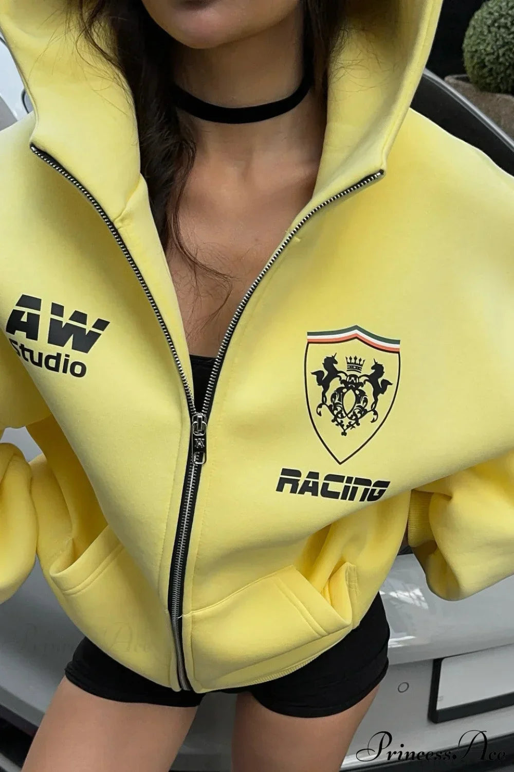 Printed Oversized Zip Hoodie 3