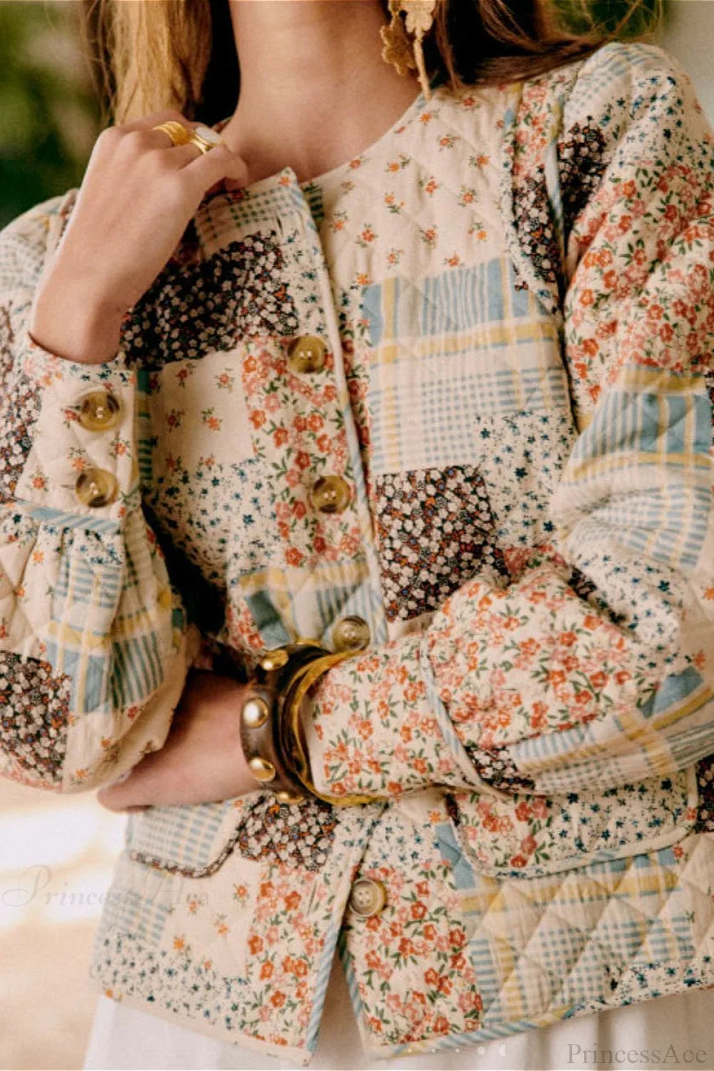 Printed Quilted Puffer Big Pocket Coat 3