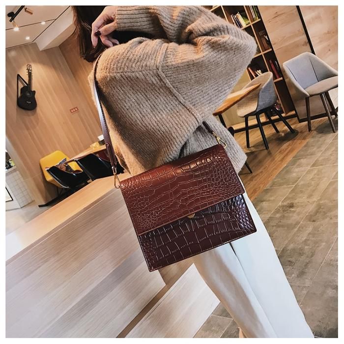 Nora Croc Embossed Flap Crossbody Bag