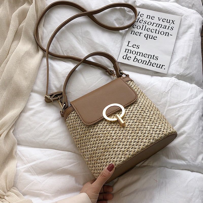 Marni Straw Bucket Crossbody Bag