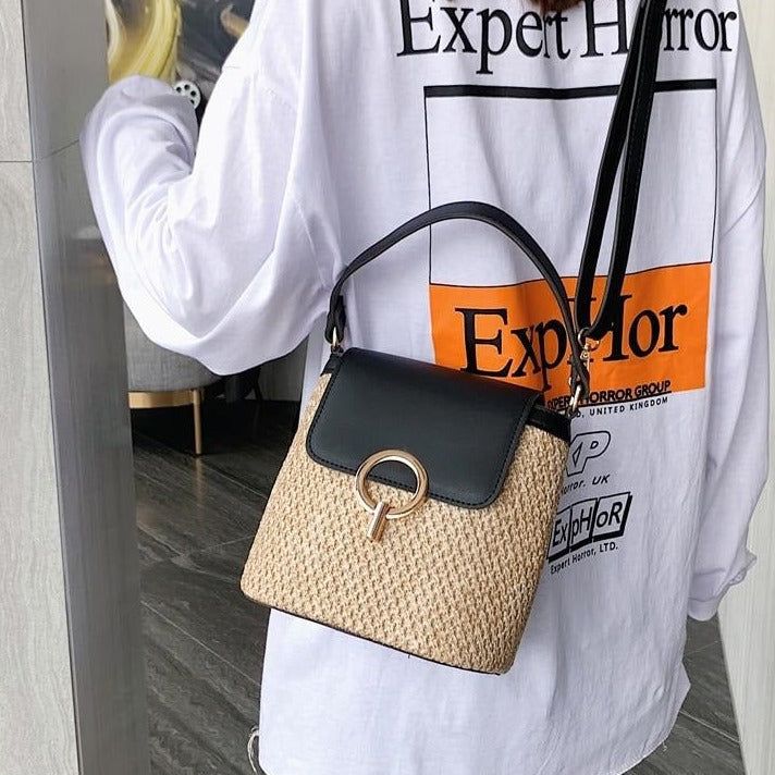Marni Straw Bucket Crossbody Bag