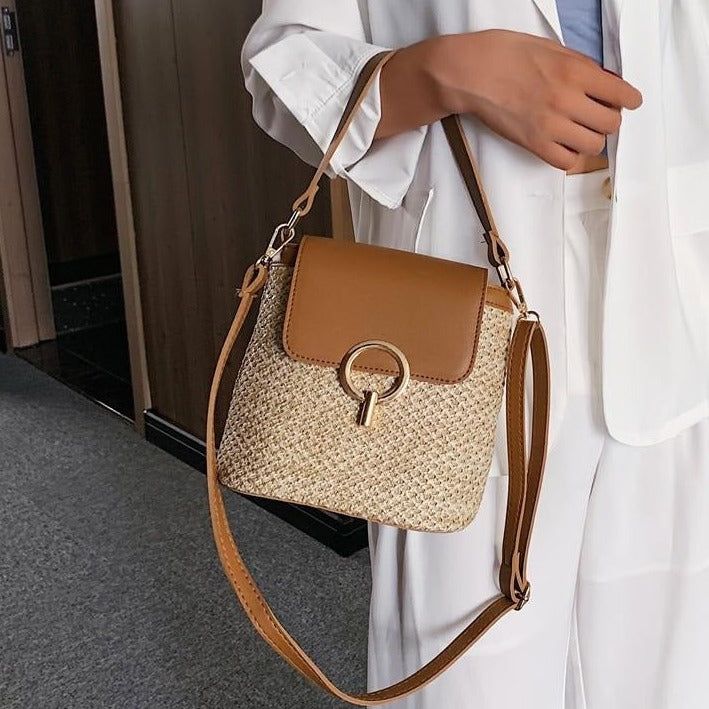 Marni Straw Bucket Crossbody Bag
