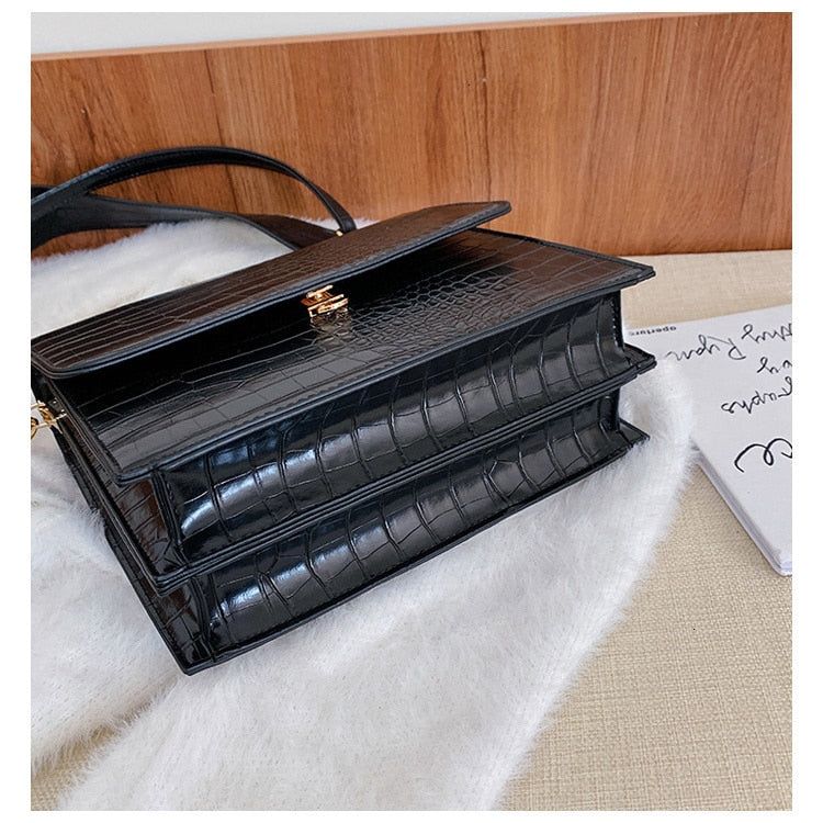 Nora Croc Embossed Flap Crossbody Bag