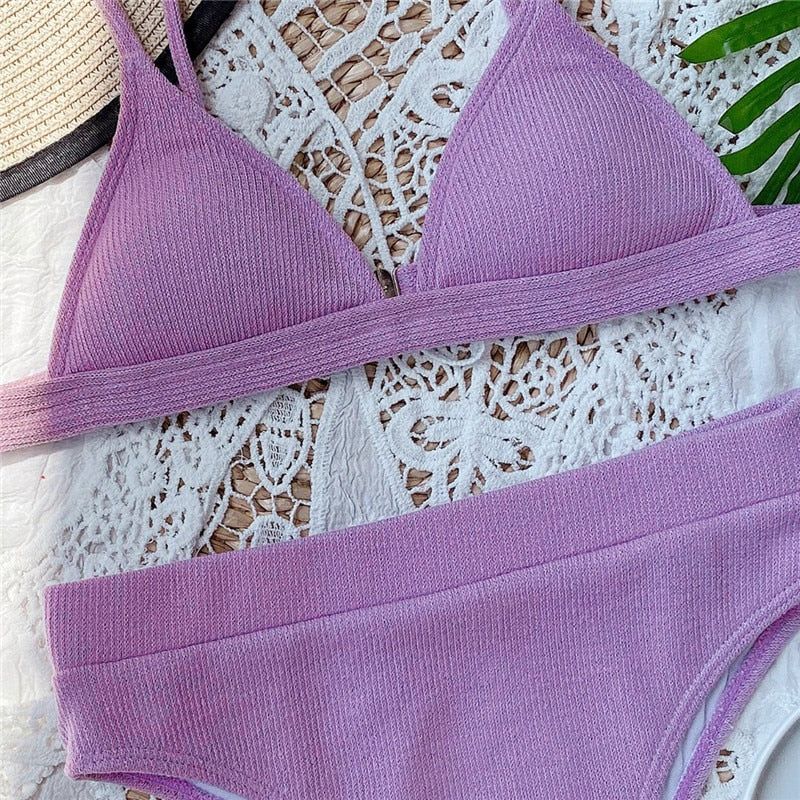 Lara Rib High Waist Triangle Bikini