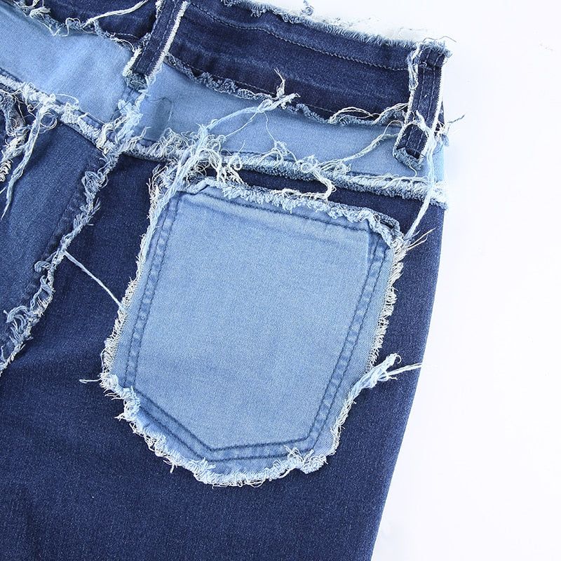 Kaylani Patchwork High Waist Street Jeans