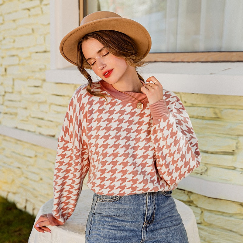 Molly Houndstooth Sweater - Fashionpara