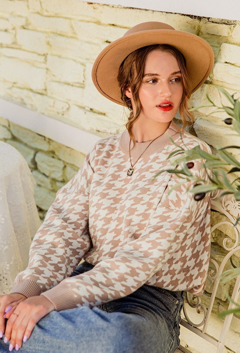 Molly Houndstooth Sweater - Fashionpara