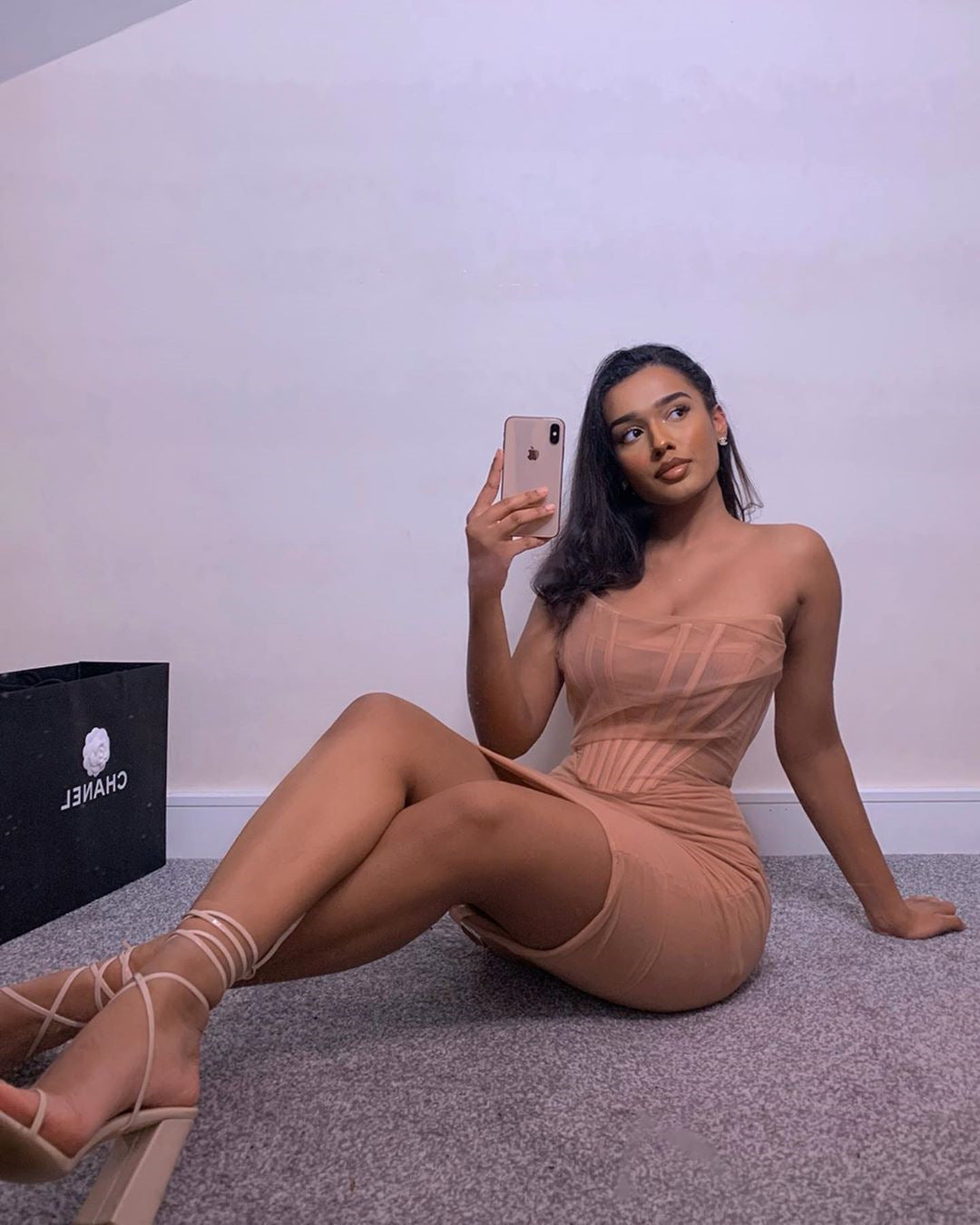 Genivia Mesh Wrap Bodycon Mini Dress