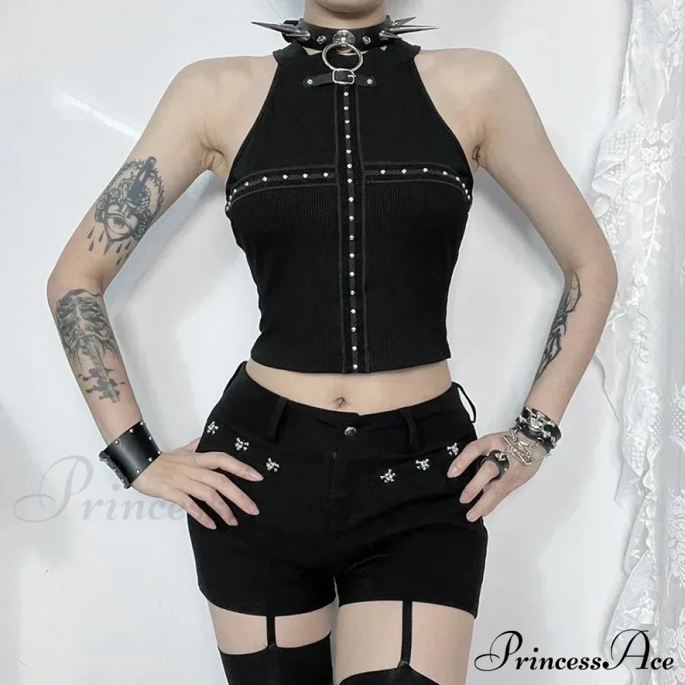 Punk Streetwear Backless Off Shoulder Crop Top