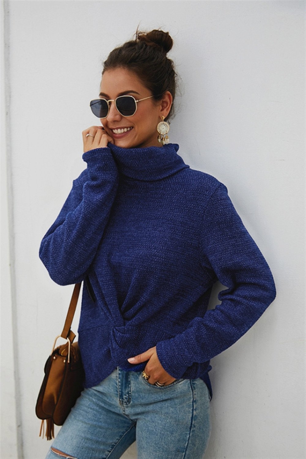 RadyRin High Neck Twist Sweater for Sophisticated Style