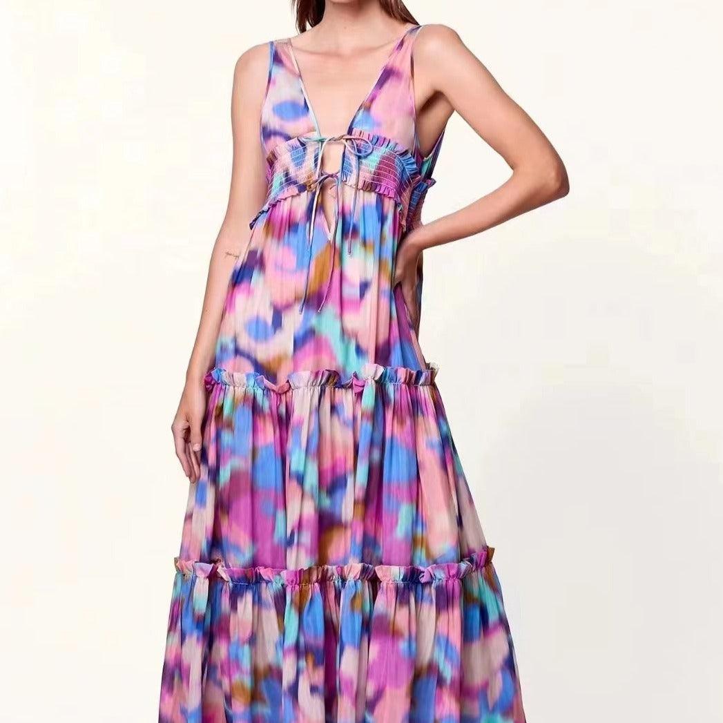 KittenAlarm - Rachael Floral-Print Tiered Dress