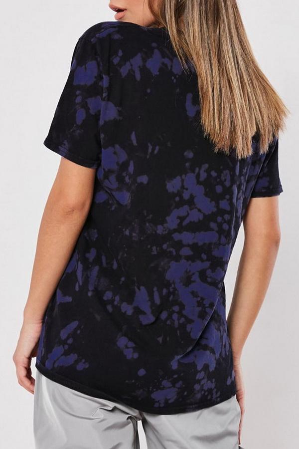 Recreational Printed T-shirt With Round Collar