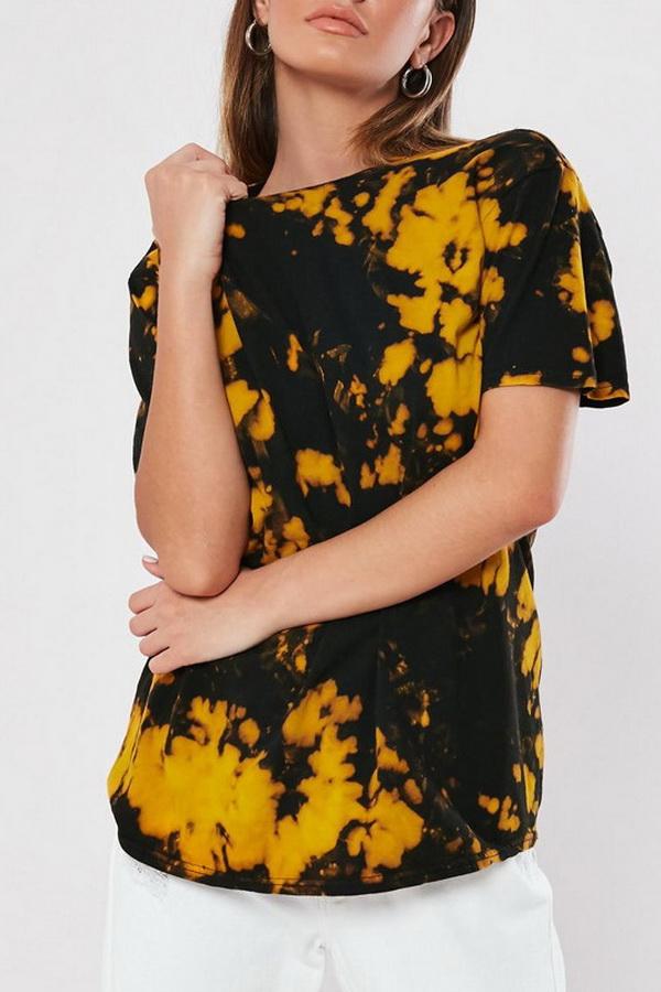 Recreational Printed T-shirt With Round Collar