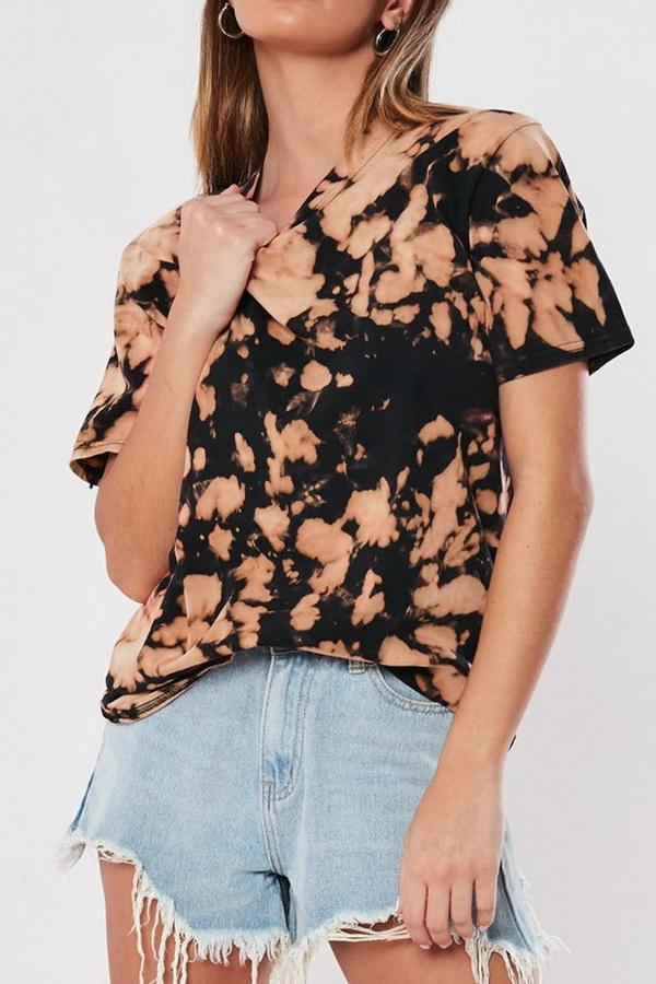 Recreational Printed T-shirt With Round Collar