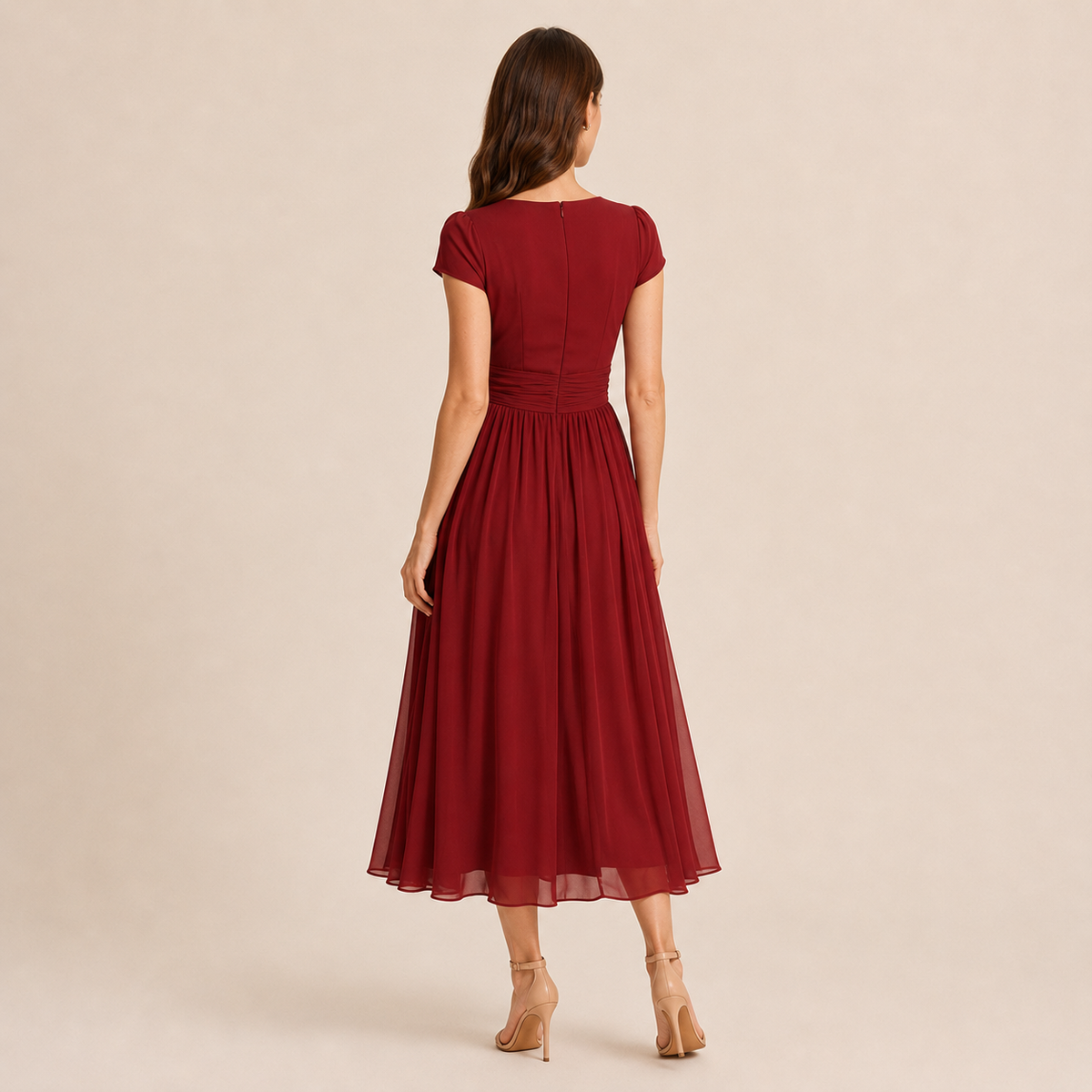 V-Neck Flutter Sleeve Fit and Flare Mini Dress 12