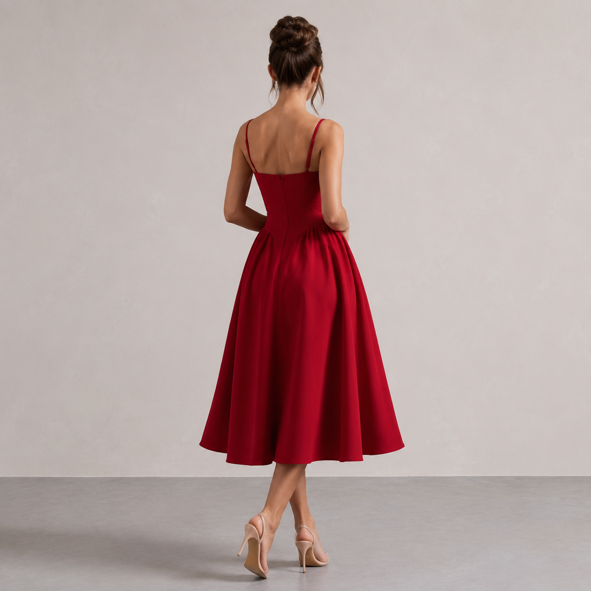 Sweetheart Bustier Fit and Flare Midi Dress 12