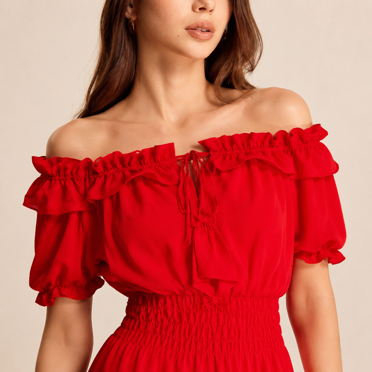 Off Shoulder Ruffle Puff Sleeve Tiered Maxi Dress 11