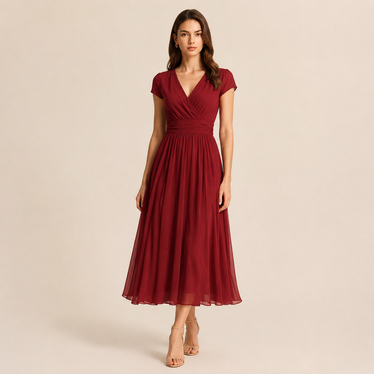 V-Neck Flutter Sleeve Fit and Flare Mini Dress 10