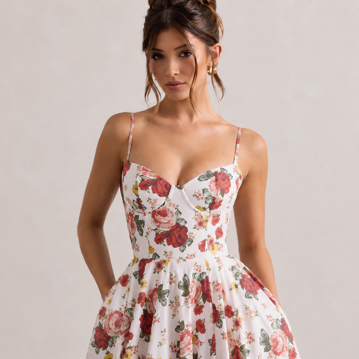 Sweetheart Cami Strap Corset A-Line Satin Midi Dress 8