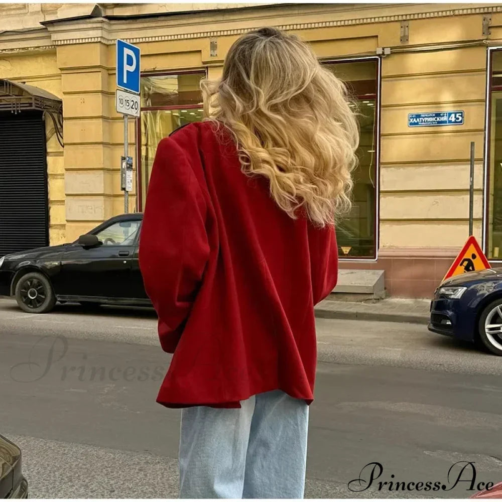 Red Suit Lapel Full Sleeve Coat
