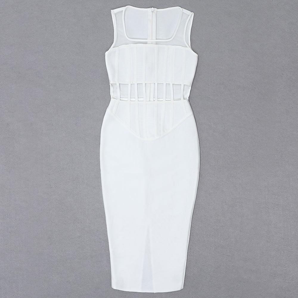 Square Neck Sleeveless Cut-Out Bodycon Midi Dress