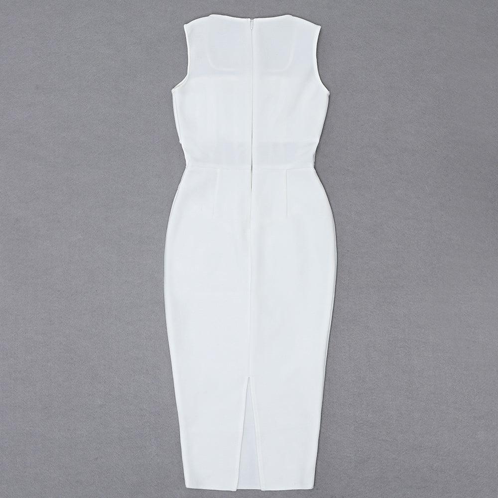 Square Neck Sleeveless Cut-Out Bodycon Midi Dress