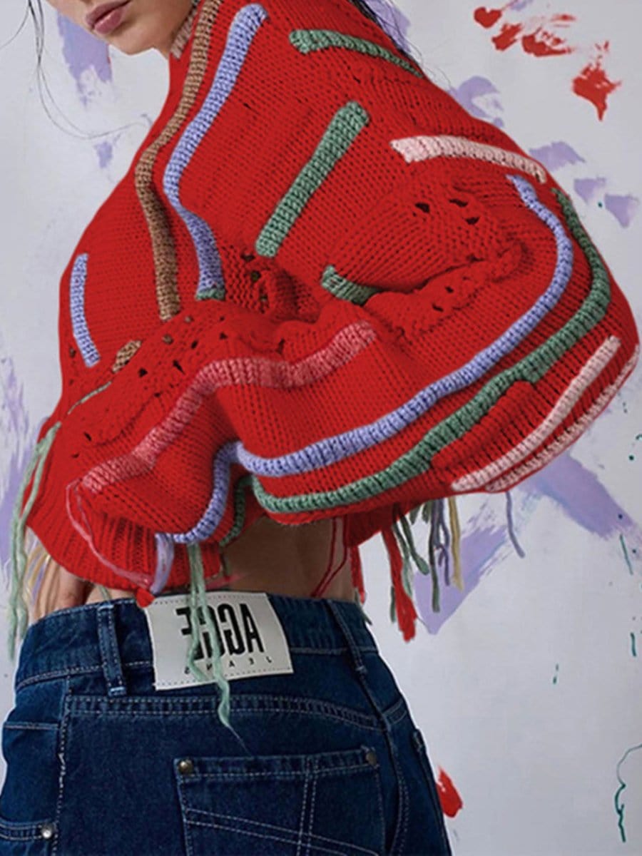 Fashion Pov Elegant Tassel Knit Sweater for Chic Style