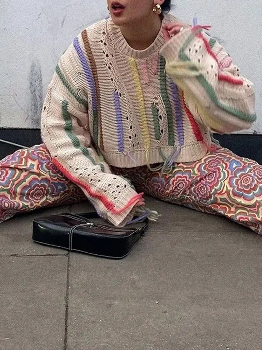 Fashion Pov Elegant Tassel Knit Sweater for Chic Style