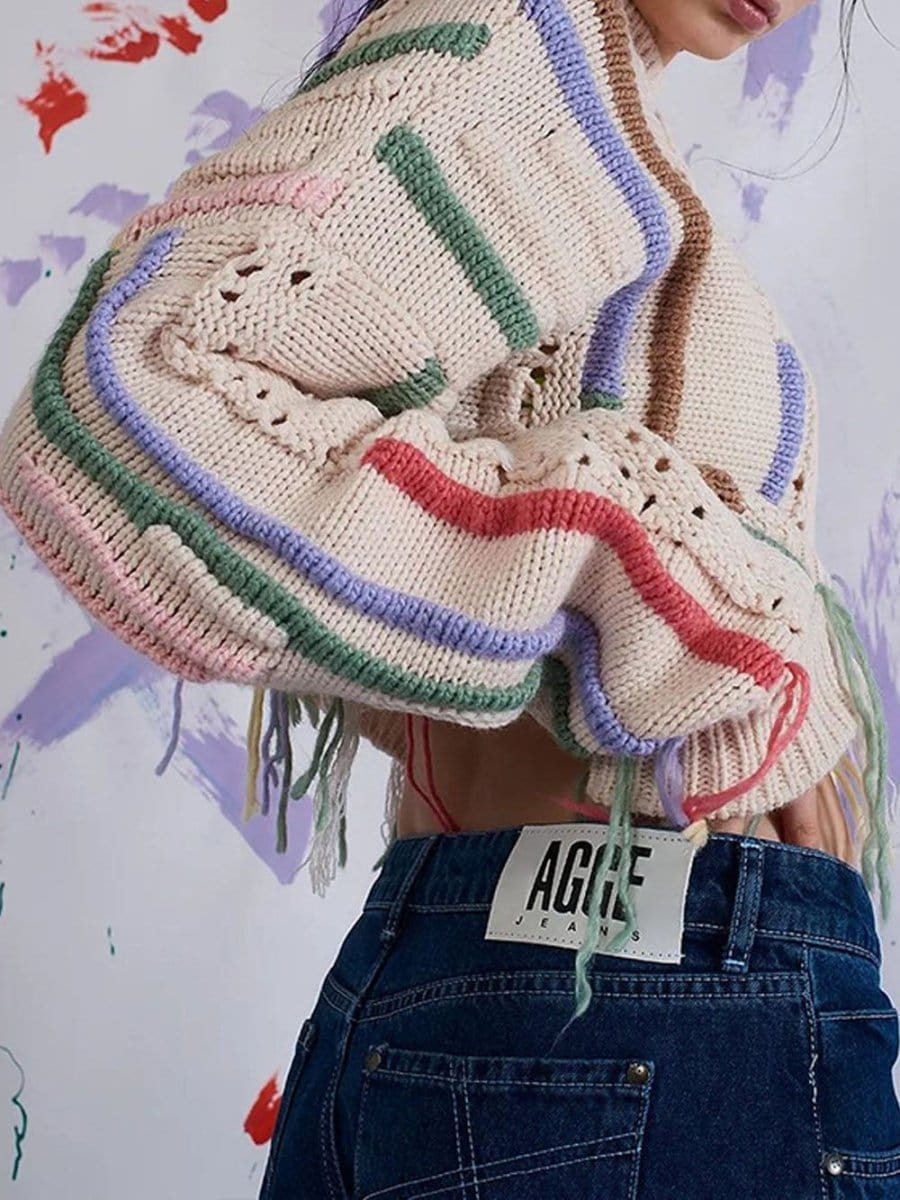 Fashion Pov Elegant Tassel Knit Sweater for Chic Style