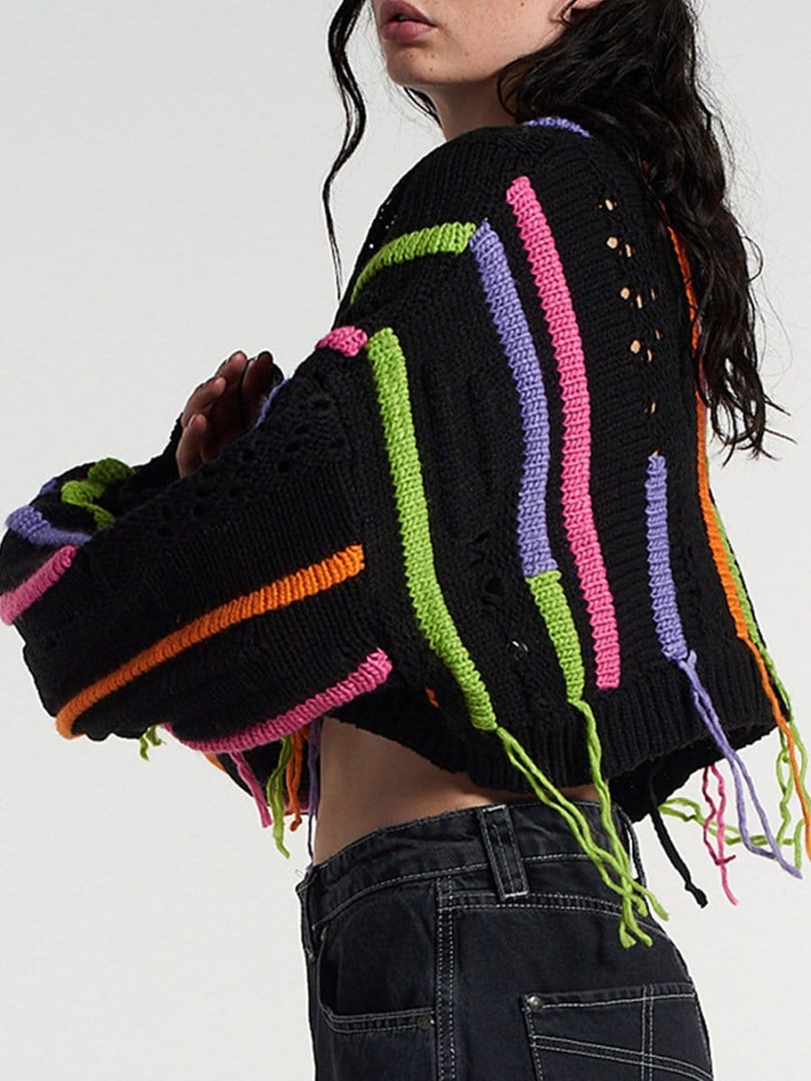 Fashion Pov Elegant Tassel Knit Sweater for Chic Style