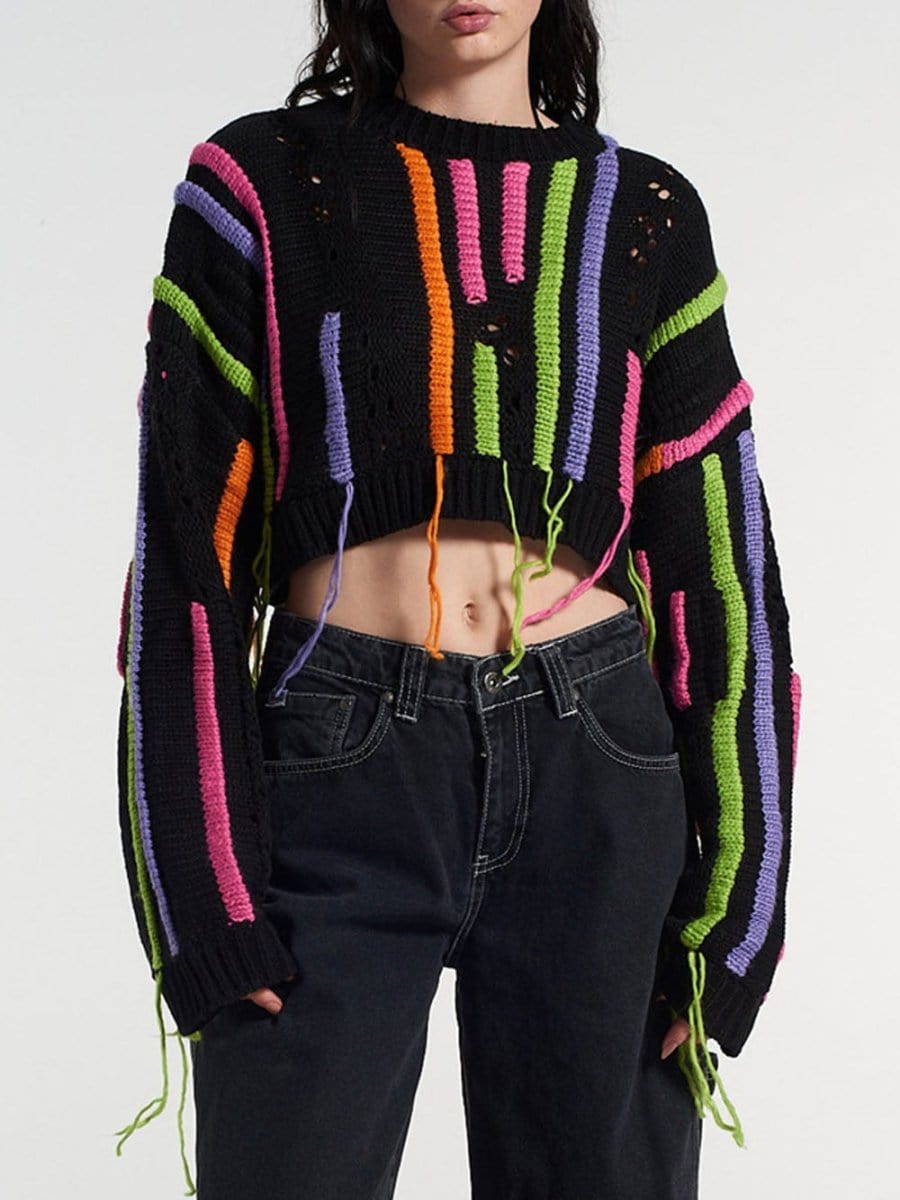 Fashion Pov Elegant Tassel Knit Sweater for Chic Style