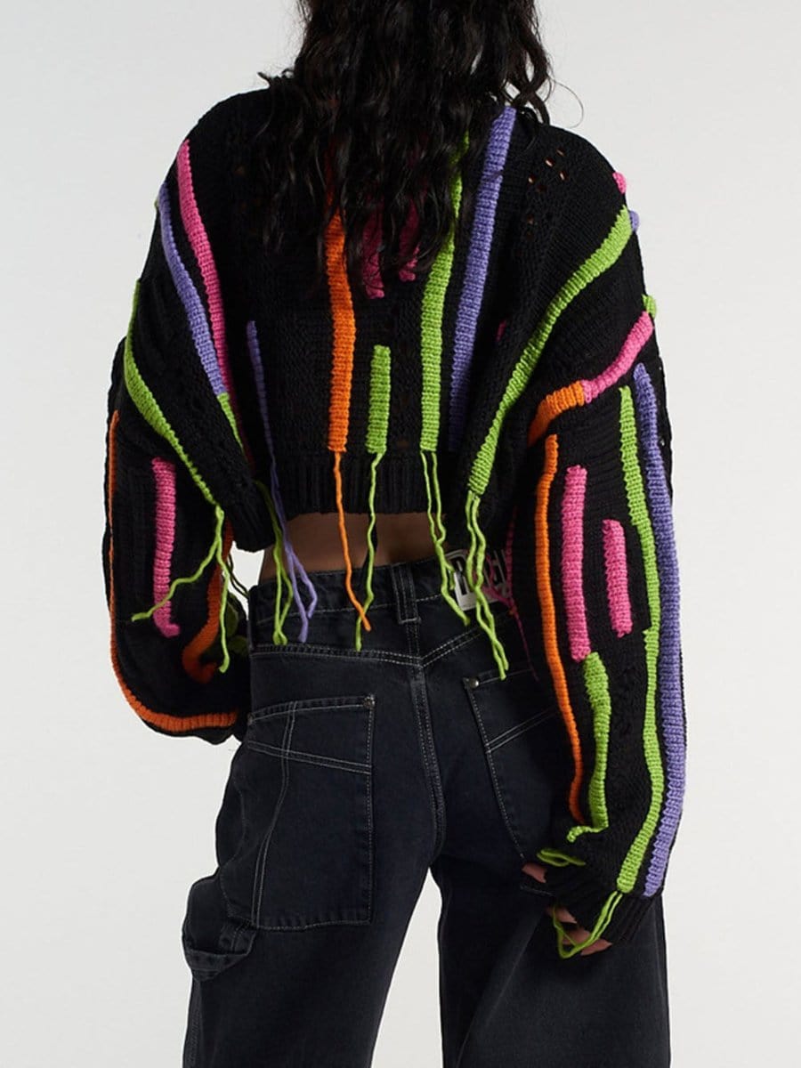 Fashion Pov Elegant Tassel Knit Sweater for Chic Style