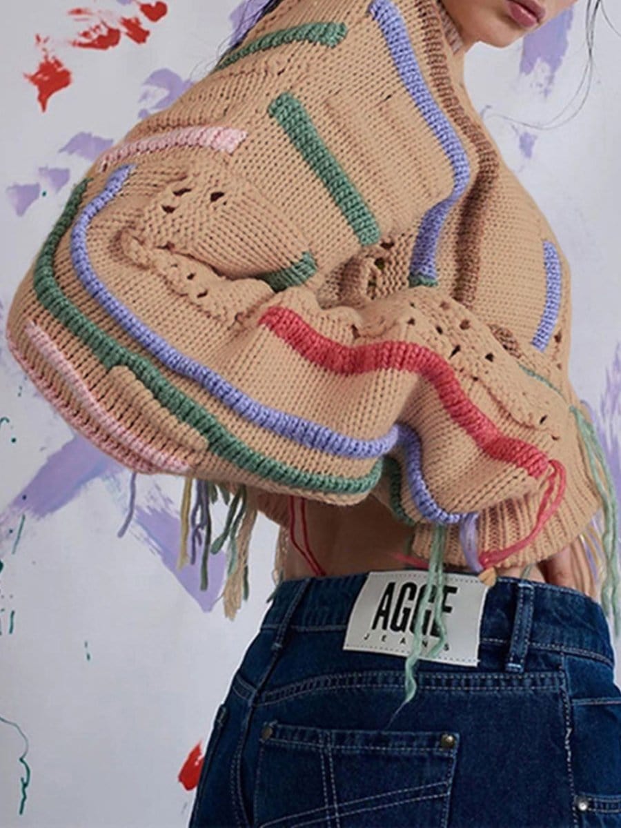 Fashion Pov Elegant Tassel Knit Sweater for Chic Style