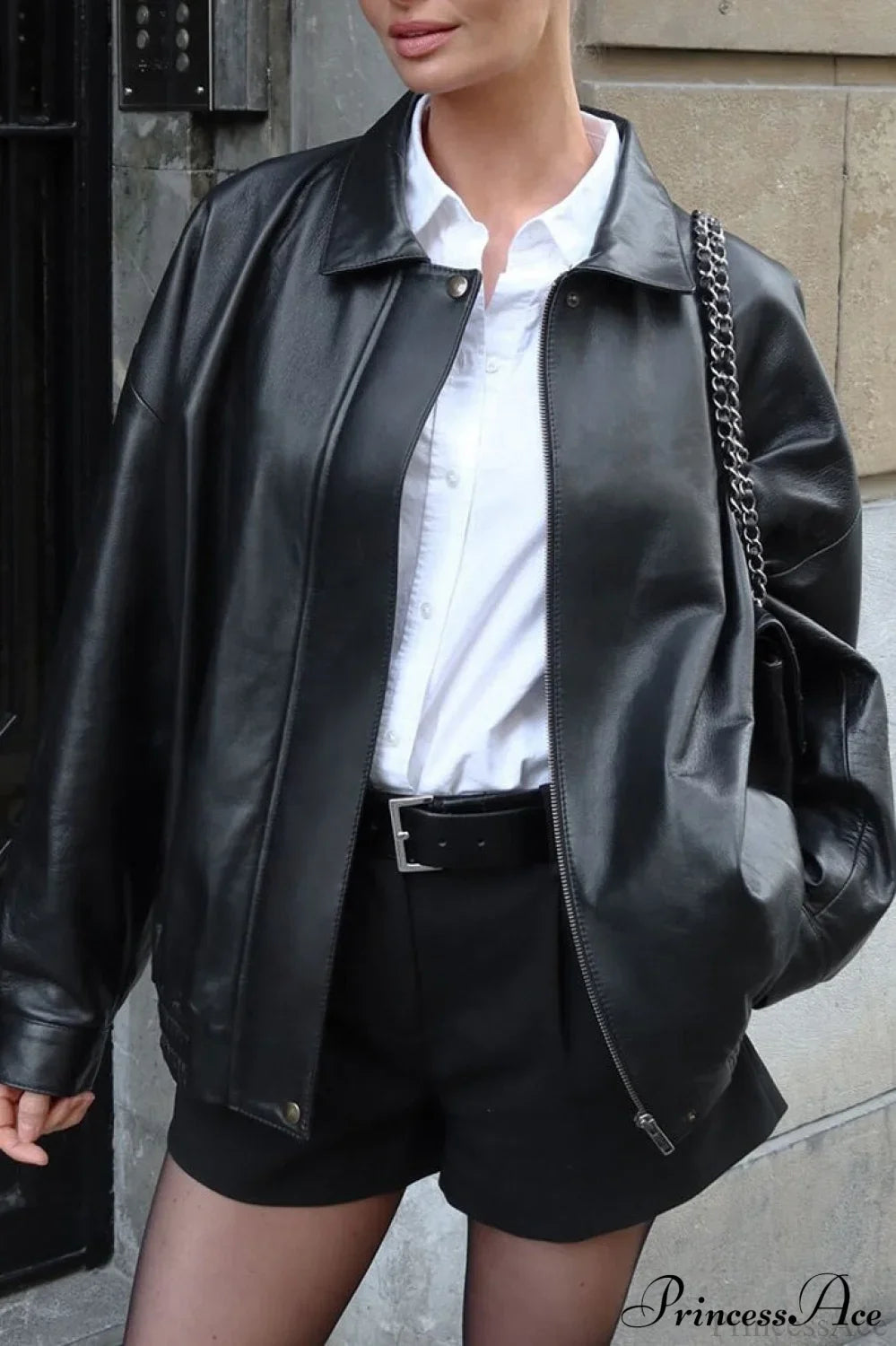 Retro Black Leather Moto Jacket