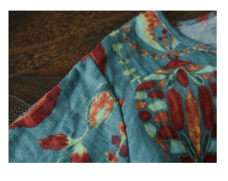 Ethnic Print Round Neck Long Sleeve A-Line Maxi Dress 8
