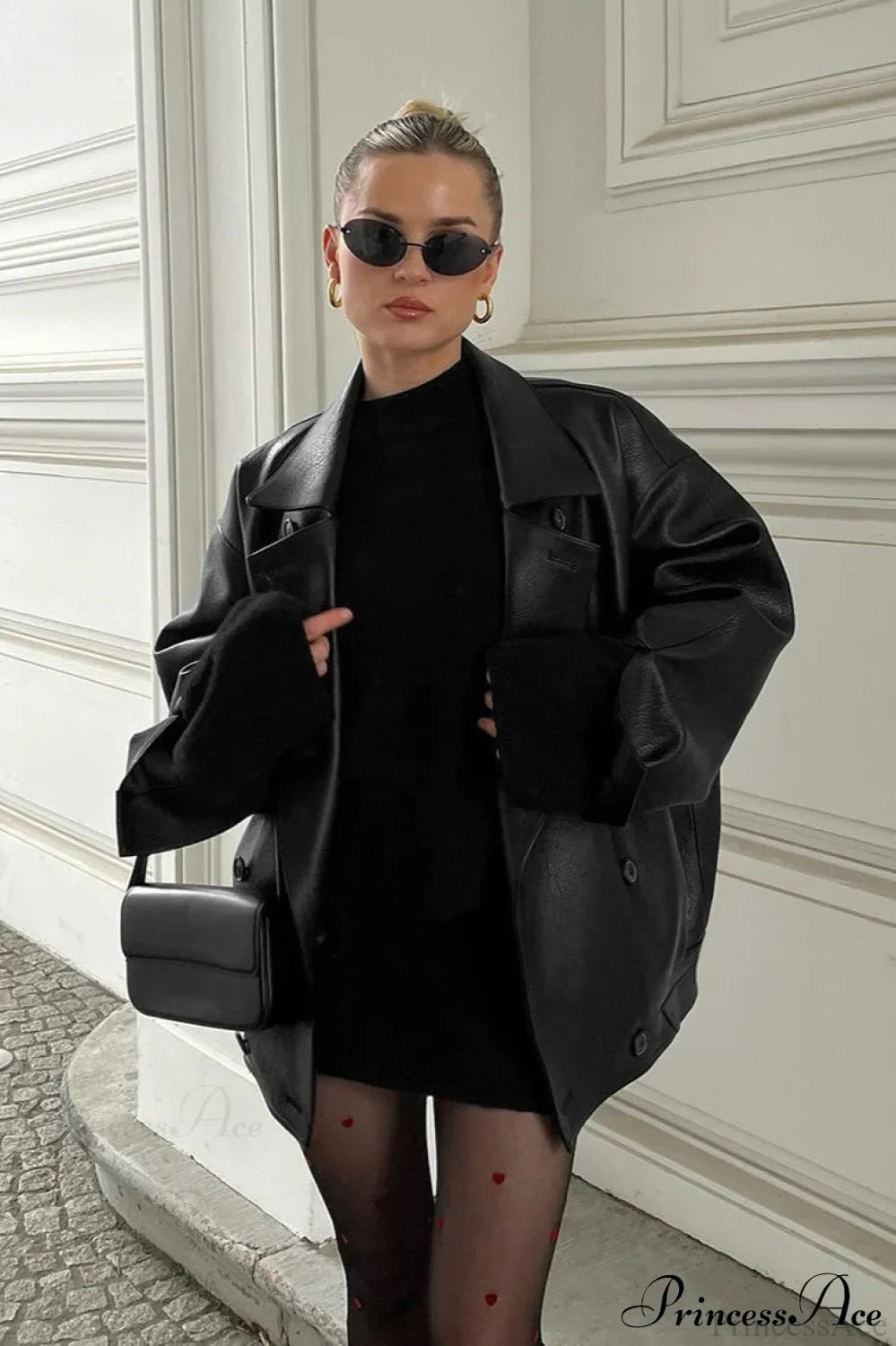 Elegant Retro Leather Blazer Coat for Timeless Style