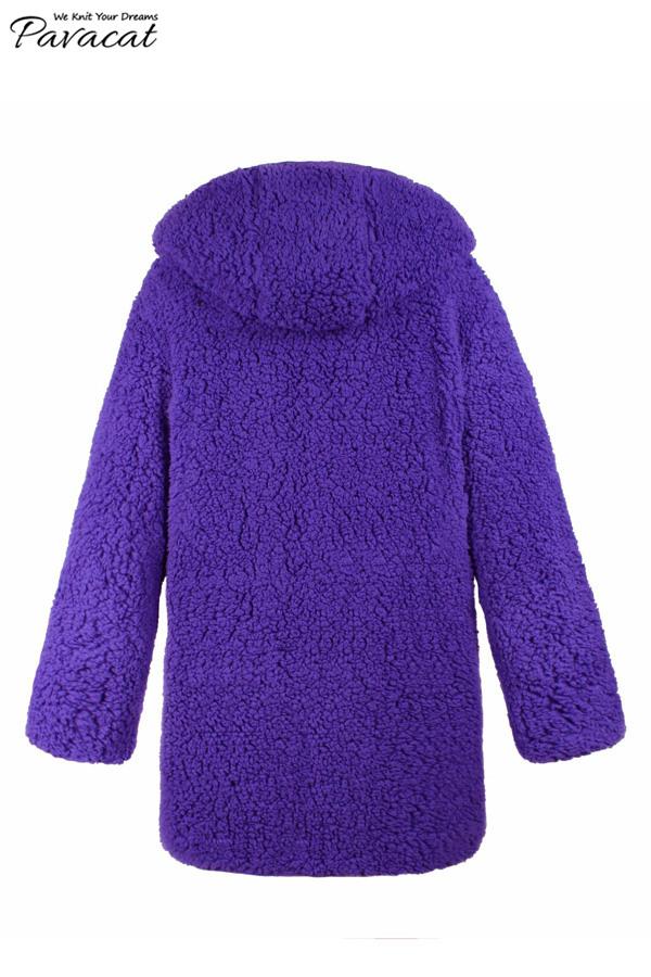 Reversible Thick Faux Lambswool Jacket in Purple and Black